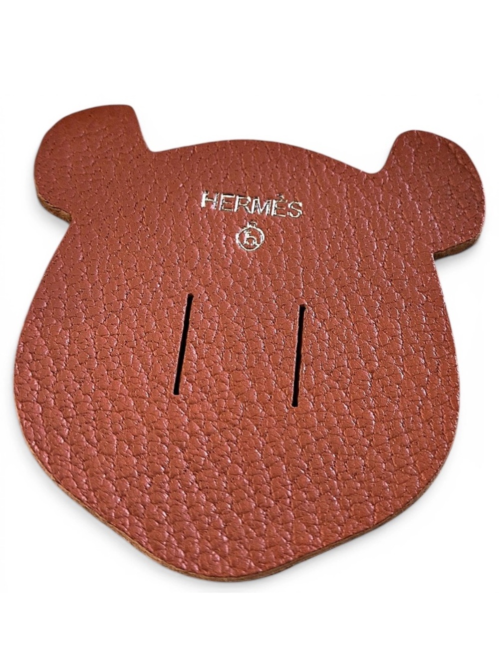 🛍️Hermès Authentic & Rare Petit H in Salmon Color Leather Teddy Bear